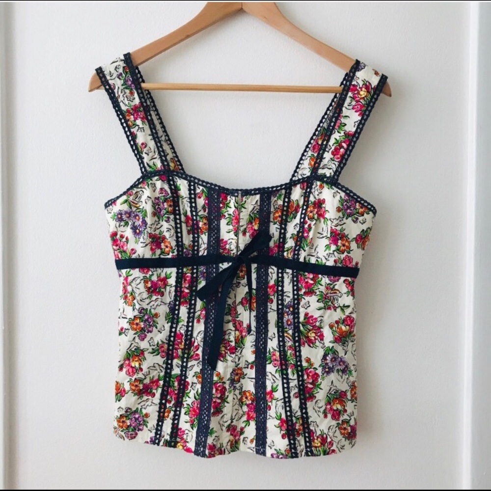 Nanette Lepore Corset Floral Top